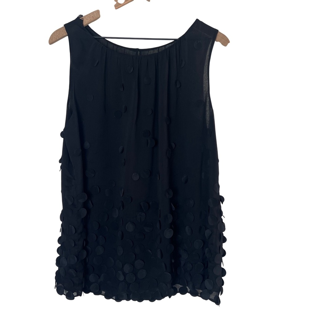 Talbots Black Sleeveless 3D Circle Applique Chiffon Blouse Top Size 16‎